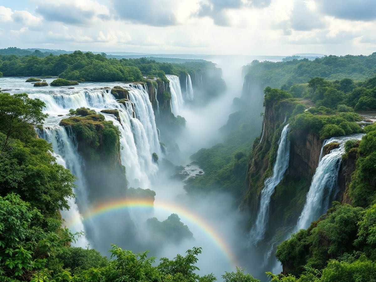Cascades d'Iguazú déversant leurs eaux dans la forêt tropicale