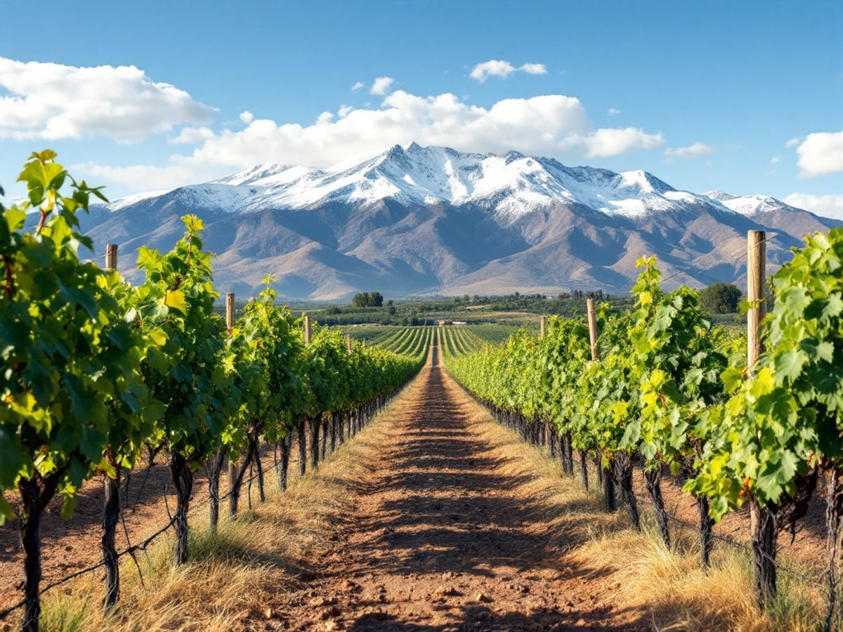 Vignobles de Mendoza au pied de la cordillère des Andes
