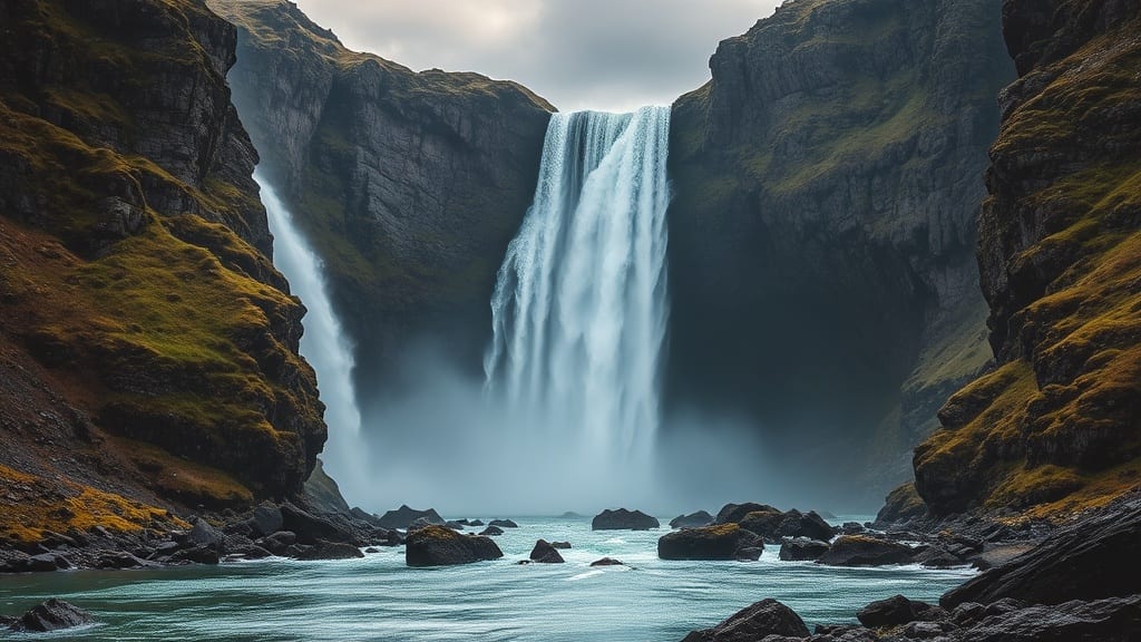 Cascade islandaise et fjord norvégien côte à côte