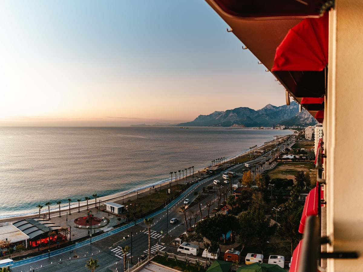 a view of the ocean from a balcony