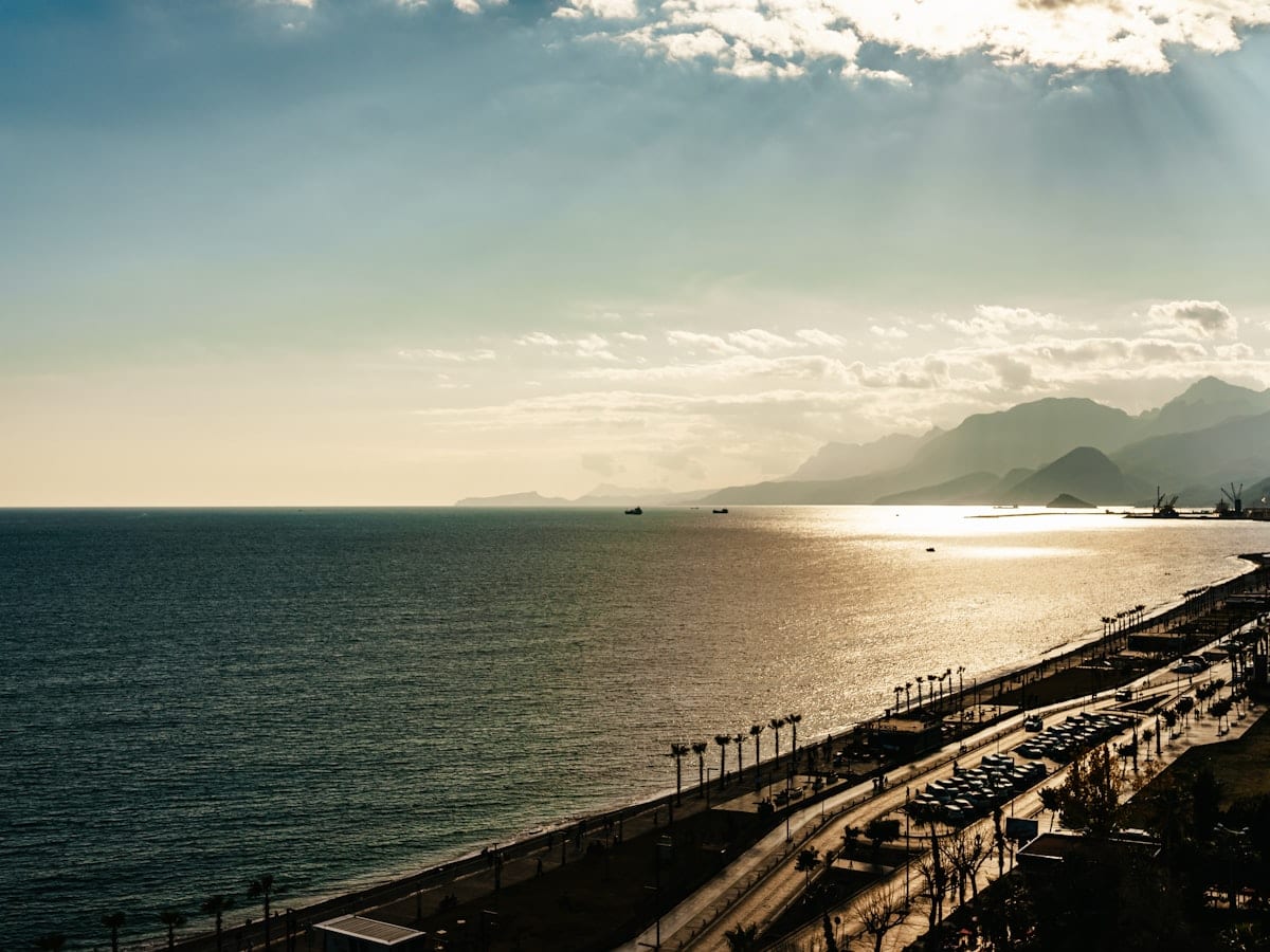 a view of the ocean from a high point of view