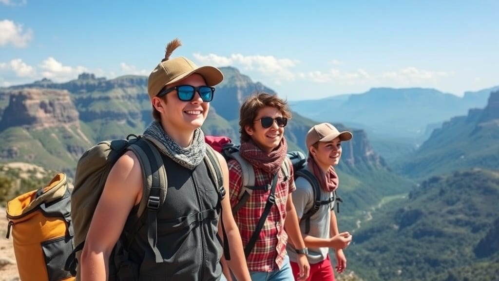 Famille pratiquant une activité de plein air en pleine nature