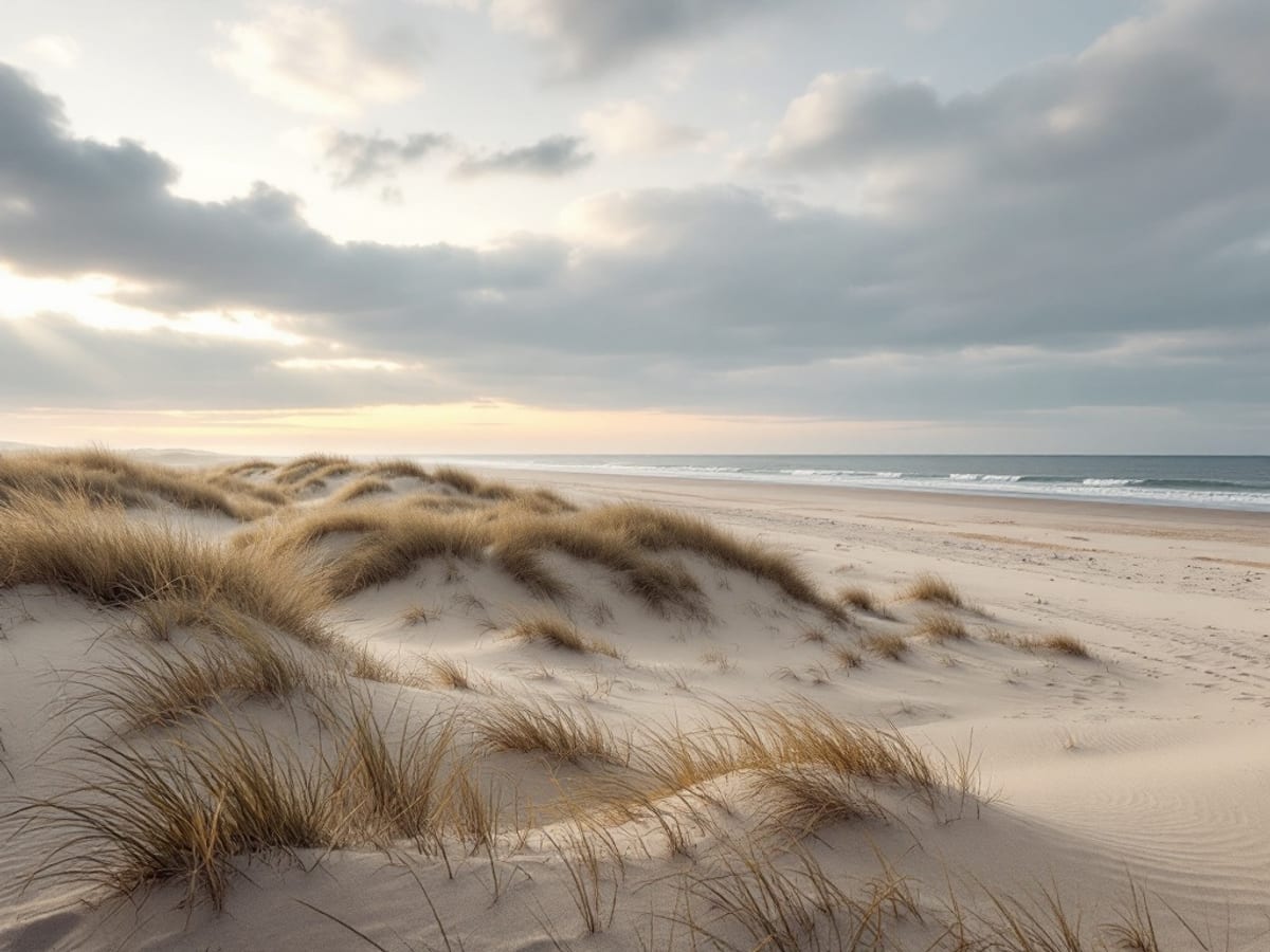 Dunes et longue plage de sable de la côte ouest du Jutland