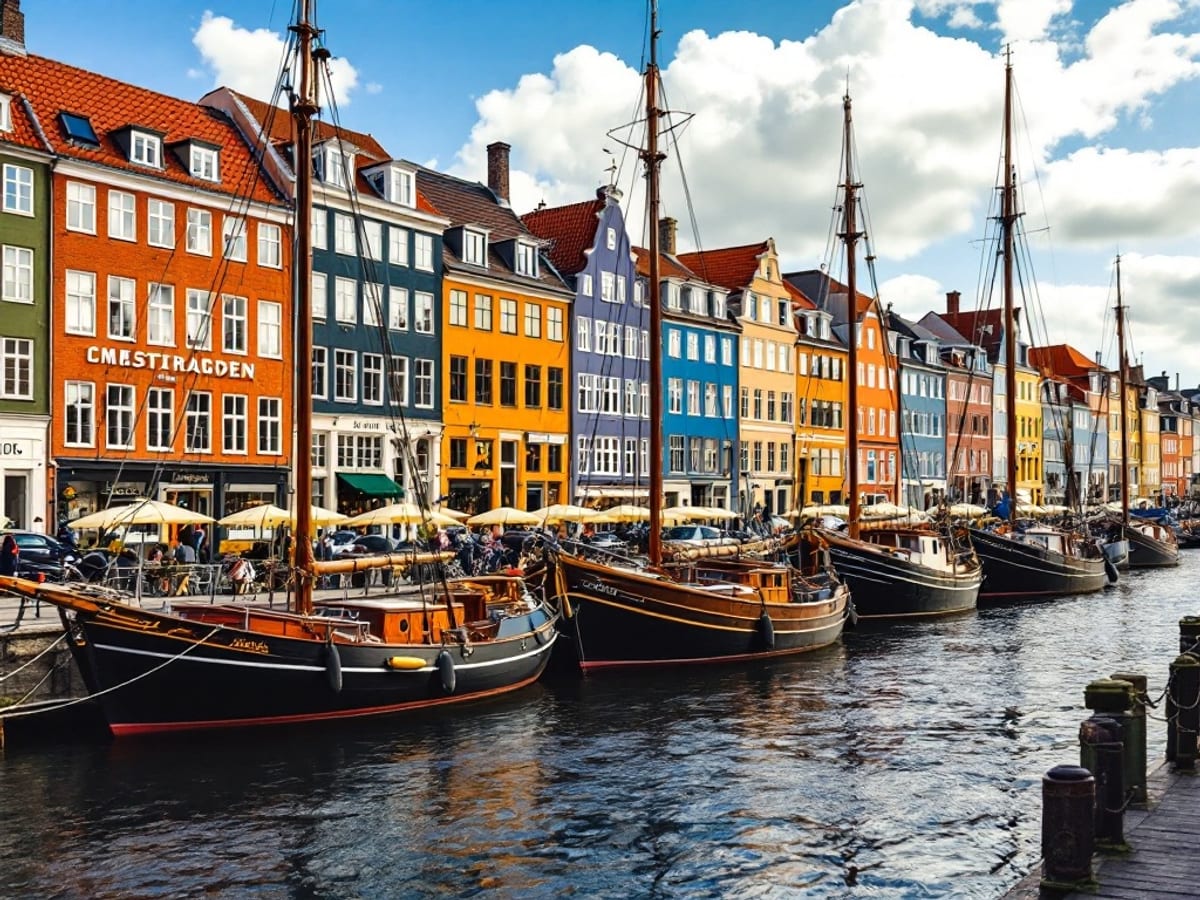 Maisons colorées et voiliers du port de Nyhavn à Copenhague