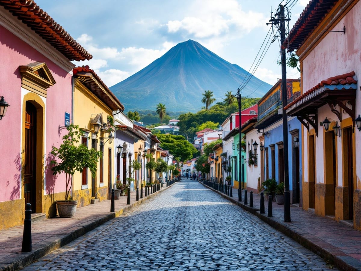 Rue pavée et façades colorées d'Antigua Guatemala