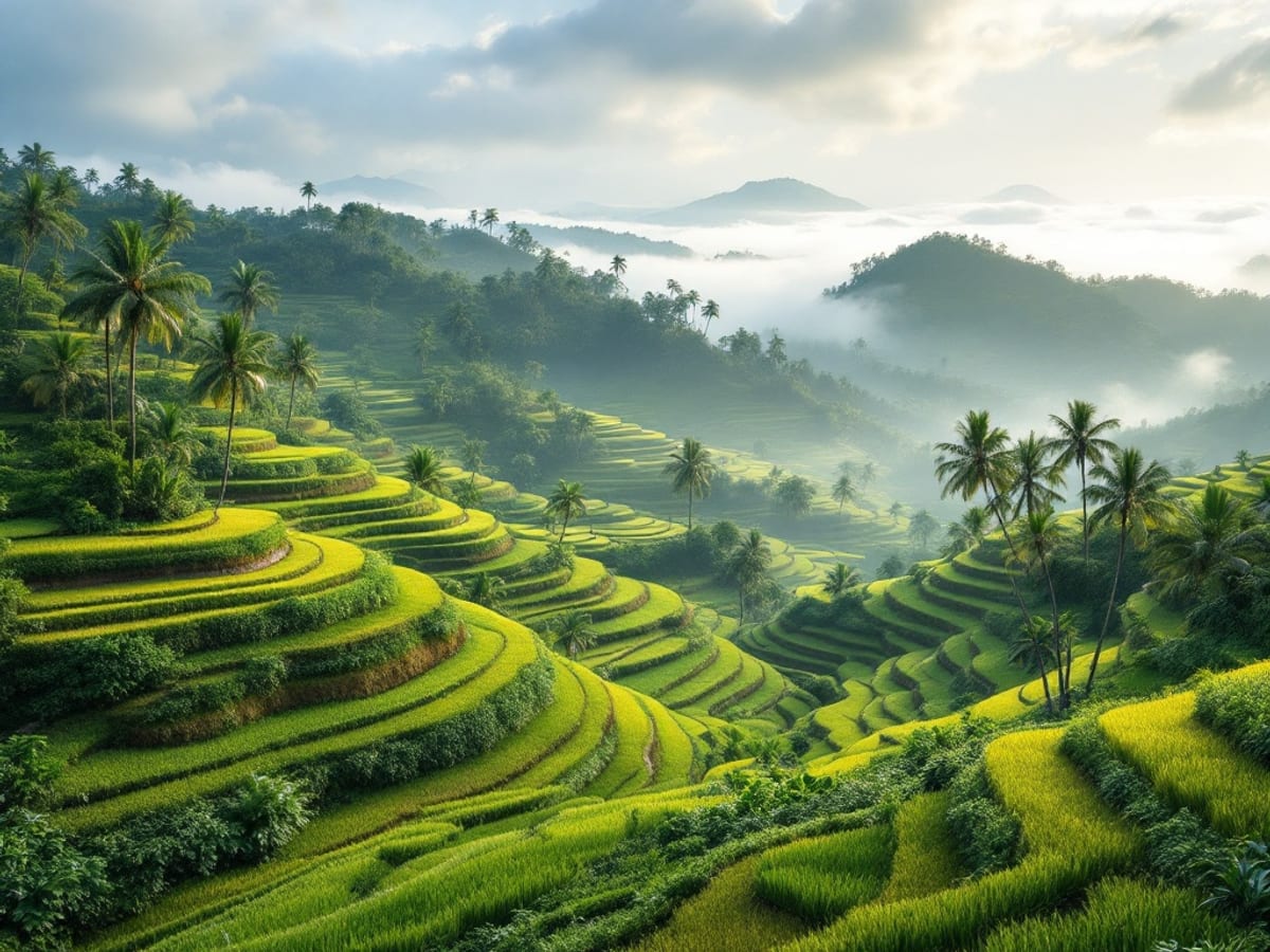 Rizières en terrasses verdoyantes autour d'Ubud à Bali