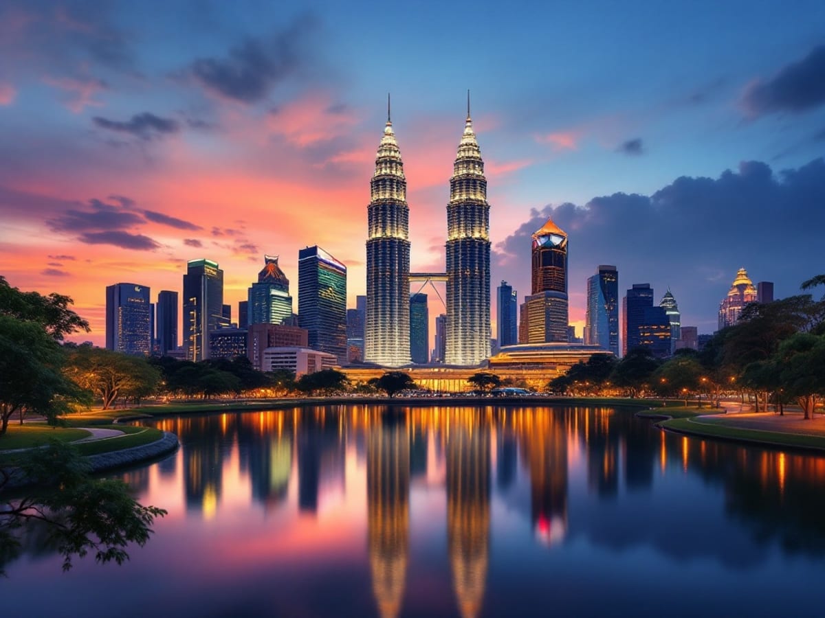 Gratte-ciel et skyline de Kuala Lumpur illuminés