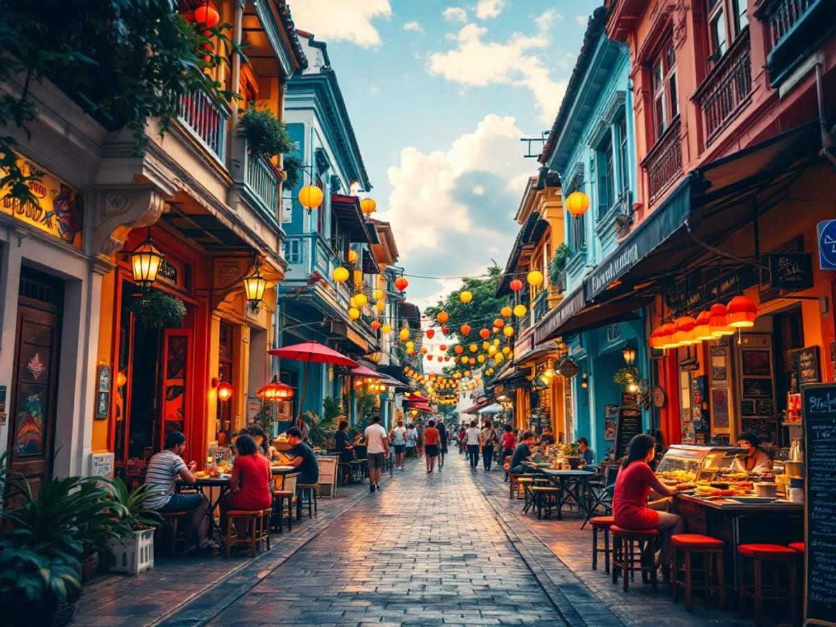 Étal de cuisine de rue et spécialités malaisiennes à Penang