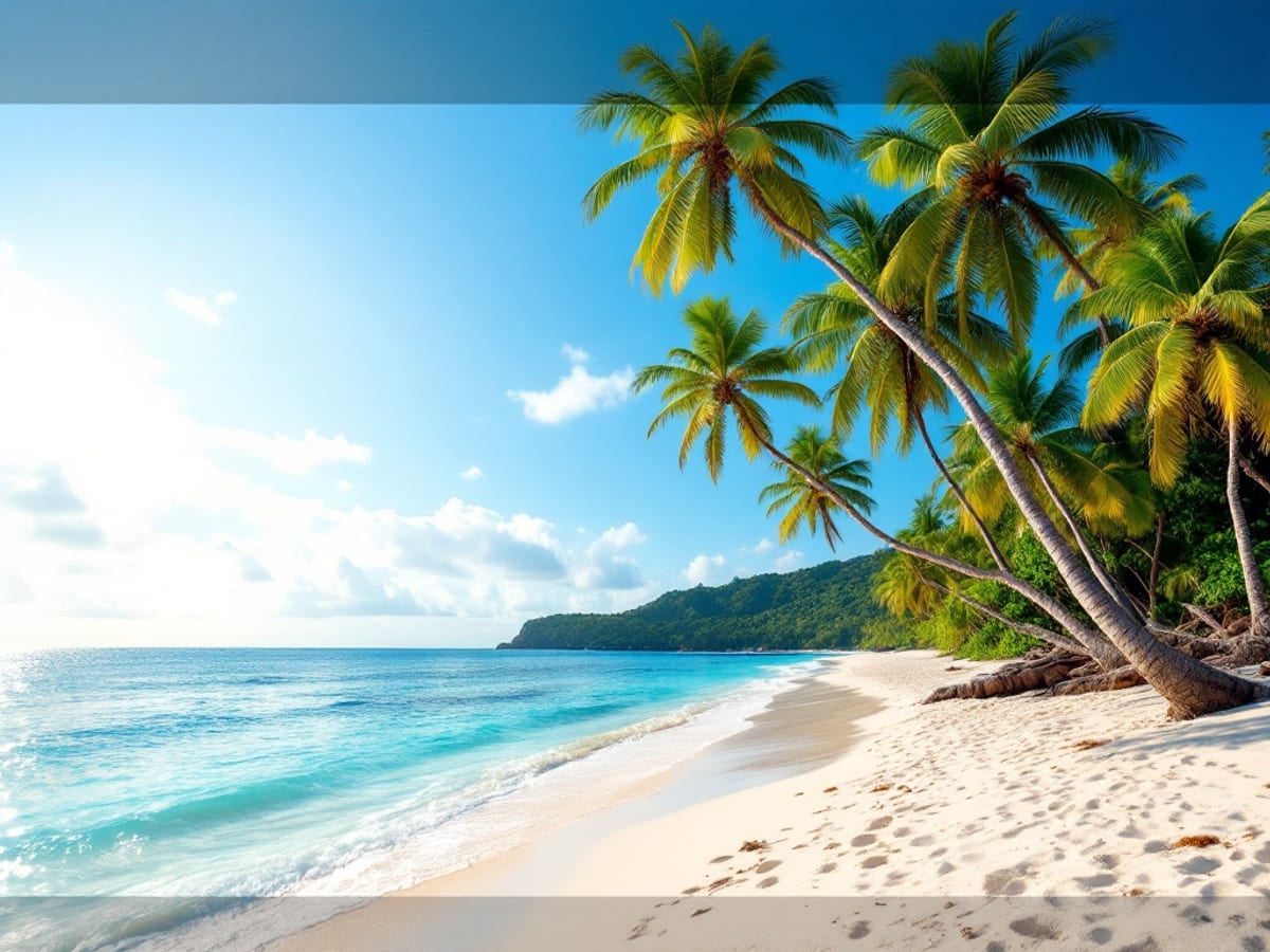 Plage de sable blanc et eaux turquoise d'une île malaisienne
