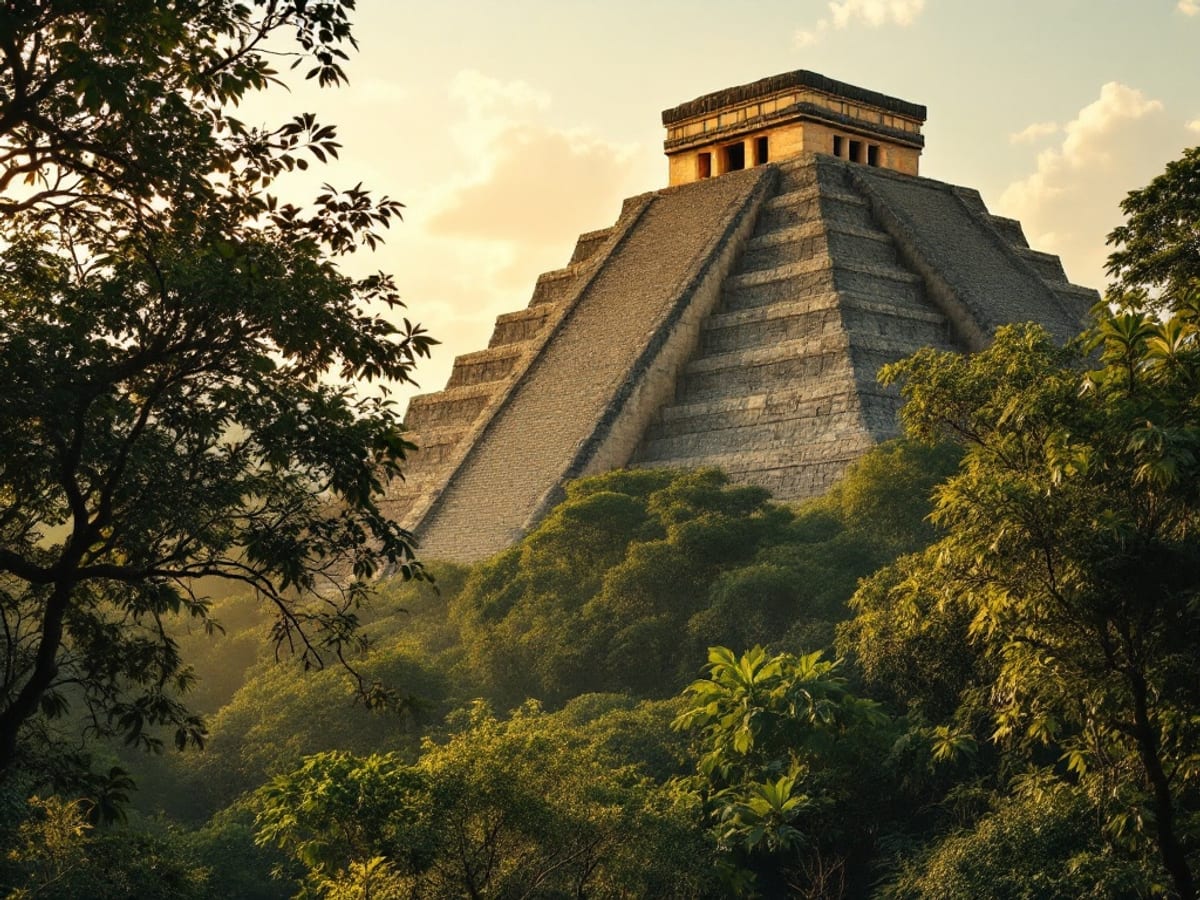 Pyramide maya dominant un site archéologique mexicain