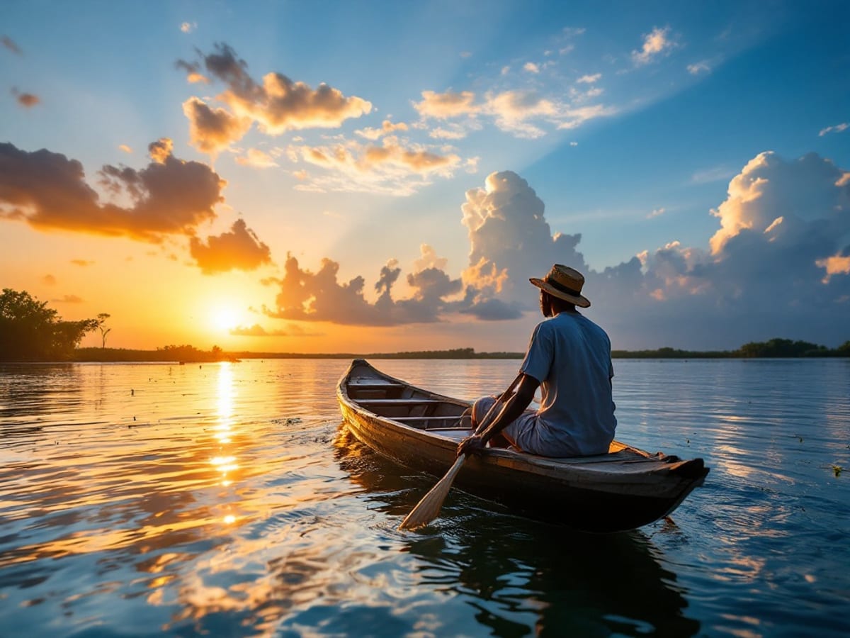 Mangrove et pirogue traditionnelle dans le delta du Saloum