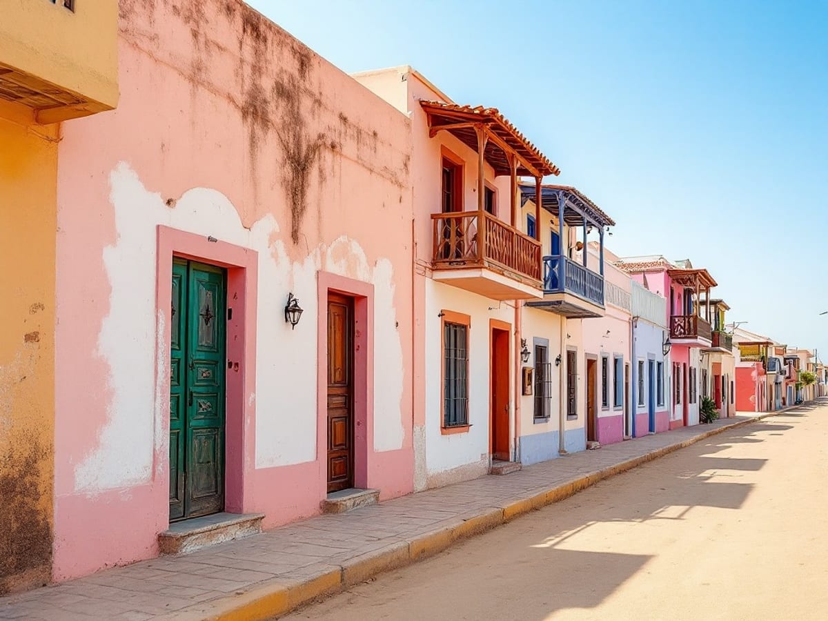Maisons coloniales aux couleurs pastel de Saint-Louis du Sénégal