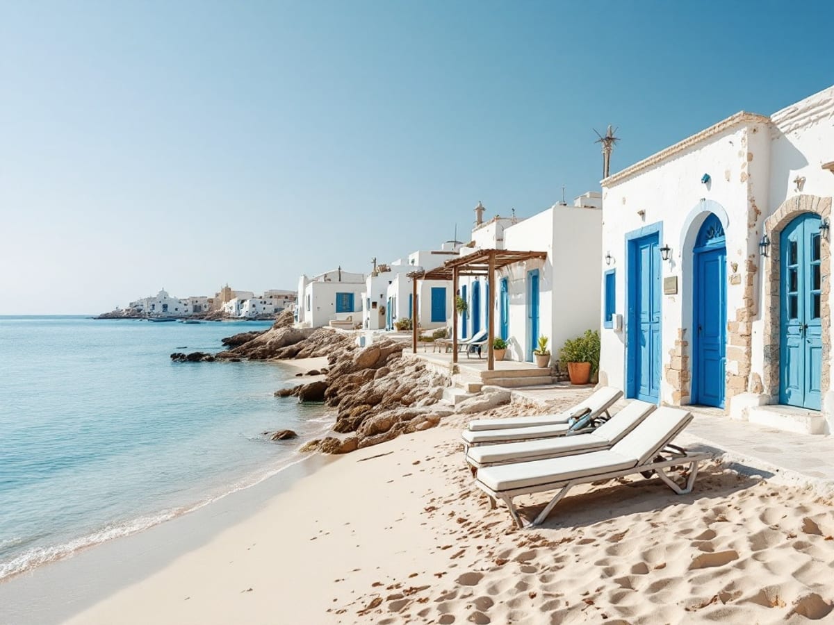 Plage de sable fin et mer Méditerranée en Tunisie